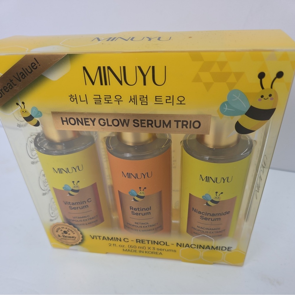 New MINUYU Honey Glow Serum Trio - Vitamin C, Retinol & Niacinamide
